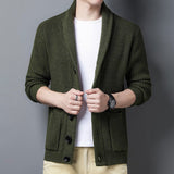 Brand Men's Cardigan Sweater Solid Color Comfortable Warm Men Fashion Wool Blend Sweater Male Wild Slim