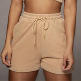 Solid Sportswear 2 Two Piece Sets Women 2021 Crop Top And Drawstring Shorts Matching Suits Summer Athleisure Outfits