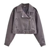 New Spring Style Skinny Leather Locomotive Jacket 4341730-Outfit