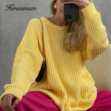 Thicken Loose Sweater Women Elegant Autumn Winter Warm Oversized Knitted Pullovers Casual Cashmere Solid Female