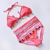 Sexy Halter Retro Mesh Hollow Out String Biquini Bathing Suit Female Swimsuit High Waist Plus Size Swimwear Women