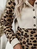 Leopard-Print Sleeve Spliced Cap Long-Sleeved Eds