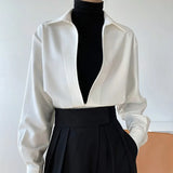 style ladies shirts New chic deep v-neck Women's Blouses Spring Autumn Long Sleeve Shirts Tops Blusas