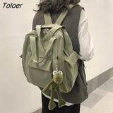 Women Safari Style Patchwork Nylon Multi-pockets Harajuku Waterproof Laptops School Collage Simple All-match