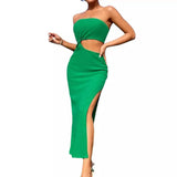 Toloer Women's Fashion Trend With Chest Empty Side Open Slit Kink Sexy