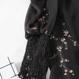 2023 Womens Sexy Black Dress Vintage Flower Long Puff Sleeve Chiffon Dresses Korean Casual Mini Vestidos Mujer