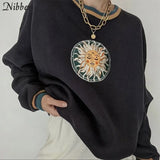 Casual College Style Pullover For Women Chic Graphic O-Neck Cute Streetwear Female Simple Basic Spring Fall Clother
