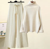 Version Of The Lazy Suit Women 2025 New Autumn And Winter Thick Thick Knitted Knitted Knitted Wide Leg Pants Two