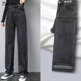 Autumn Winter High Waist Baggy Jeans Women 2023 Wide Leg Thick Warm Plush Pants Woman Straight Loose Denim Trousers