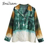 Tie Dye Blouse Za 2021 Women Oversize Casual Holiday Female Tops Summer Vintage Boho Printing Shirts Femme Chandails