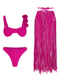 Solid-Color Bikini Three-Piece Split Swimsuit Women 2025 New Tuxedo
