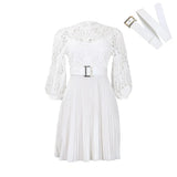 Women's 2025 New Temperament Pure Color Lace Hook Hollow Press