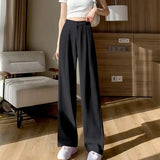 Toloer Leg Pants Women's Pants Down Loose High Waist Khaki Pants Spring And Autumn Suit Narrow Version Straight Leg Casual Floor Pants-Outfit