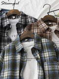 Women's Plaid Woolen Shirt Oversize Autumn 2022 Thick Warm Plaid Blouses And Shirts Winter Oversized Women Woolen Shirt