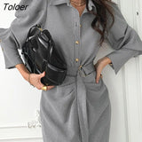 Elegant Dress for Woman Puff Sleeve Turn-down Maxi Vestidos Clothes Spring Single-breasted Street Chic Dress Woman