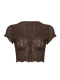 Cropped Textured Mesh Blouse-Outfit