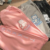 Pink Cartoon Girl Printed Sweatpants Women Wide Leg Pants High Waisted Loose Joggers Harajuku Fashion Teens Bottom