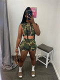 Summer Clothes Streetwear 2 Two Piece Sets Tracksuit Women Outfits Crop Top Women Skinny Shorts Camouflage Matching
