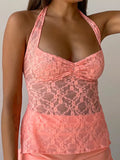 backless lace halterneck