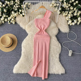 Knitted Collar Dress Women's Summer Irregular Light Luxury Open Design Pure Hottie