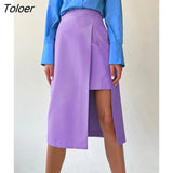 Irregular High Waist Skirts A-Line Slit Office All-Match Skirts Women Summer Chic Elegant Mid-Calf Skirts Lady 2022