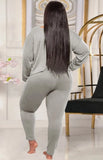 Plus Size Casual Long Sleeve Irregular Top And Skinny Pants