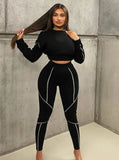 Long Sleeve Crop Top and Pants 2 Piece