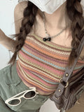 Color Block Striped Knitted Crop Cami Top-Outfit