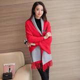Embroidery Floral Tassel Trench Coats Women Cloak Long Sleeves Knitted Cardigan Sweater Windbreaker 2020 Winter