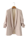 New Pleated Sleeve Sag Urban Leisure Candy Color Women's Suit Coat-Outfit