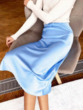 Purple Satin Silk Skirt Women High Waisted Summer Long Skirt New 2023 Elegant Ladies Office Skirts Midi Spring-Outfit