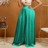 Summer Women's Solid Color Casual Loose Pressure Broad Leg Trousers African