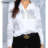 Summer Workwear Elegant Letter Print Button Design White Women's Casual Shirt Plus Size Clothes Loungwear Oversized