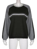 Contrast Patchwork Grunge Sweatshirts Harajuku Korean Casual Long Sleeve New Pullovers Women Autumn Winter
