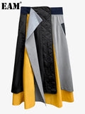 High Waist Irregular Spliced Contrast Color Irregular Half-body Skirt Women Fashion Tide New Spring Autumn 2023