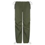 Streetwear Pockets Baggy Cargo Pants Womens Drawstring Low Waist Joggers Sweatpants Casual Loose Hippie Korean