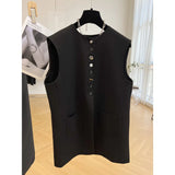 Products Are Unique And Chic, Wearing A Round-Neck Suit And A Small Vest, A Sleeveless Vest Is Designed For Women In Spring And Autumn.-Outfit