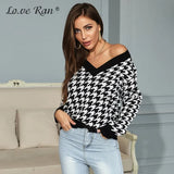 V Neck Knitted Pullover Sweater Women Long Sleeve Loose Pullovers Female 2021 Spring Fashion Ladies Knit Jumper
