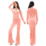 Women's Autumn 2023 New Women's Suit Leisure Fashion Velvet Cardigan Slim Two-Piece Set-Outfit
