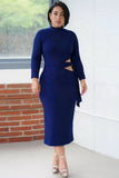 Turtleneck Cut Out Mature Midi