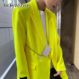 Minimalist Solid Blazer For Women Notched Long Sleeve Casual Large Size Blazers Female Fashion New Clothing