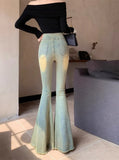 Vintage Jeans Women Fashion Slim High Waist Denim Pants Autumn Flare Long Trouser Wide Leg Sexy Elegant Streetwear-Outfit