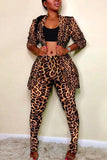 Fashion Print Turndown Collar Long Sleeve Blazer Suit Two Pice