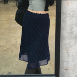 Trend Classic Stripe Chiffon Skirt 2023 Summer New Fashion Simple Leisure Skirt Women-Outfit