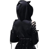 Woman Clothing Kawaii Hoodies Crop Top Spring Autumn Clothes Bandage Hollow Long Sleeve Tees Sexy Club y2k Streetwear-Outfit