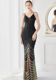 Shining Sequins V Neck Strapless Slim Formal Cocktail Party