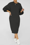 Casual O-Neck Puff Sleeve Long Sweat