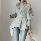 Blouse Tops New Lady Hollow Out Fashion Shirts Off Shoulder Spring Summer Clothes