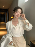 Not To Return] Xiu Xixi 13 Lines Of Spring Commuting Shirt Women Long Sleeve Top