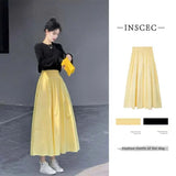 New Summer Pear-Shaped Body Folds Tight Waist Thin A Skirt Hanging Small Design Half-Body